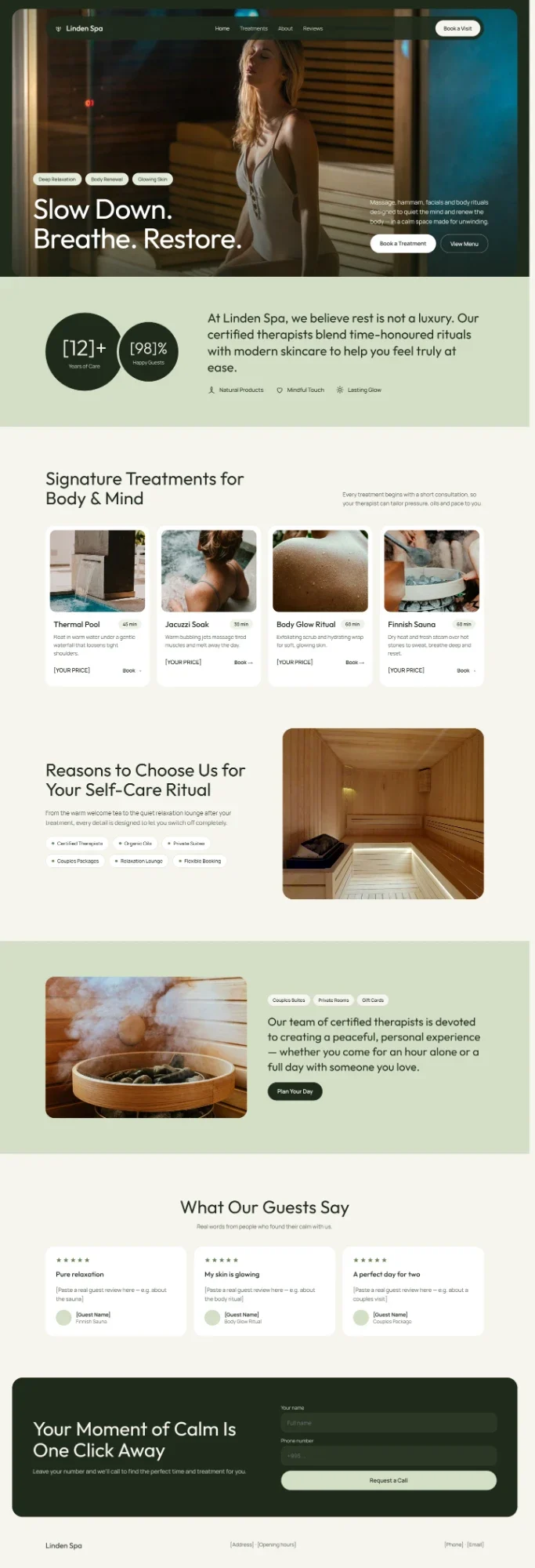 Linden Spa — ვებსაიტის სრული დიზაინი