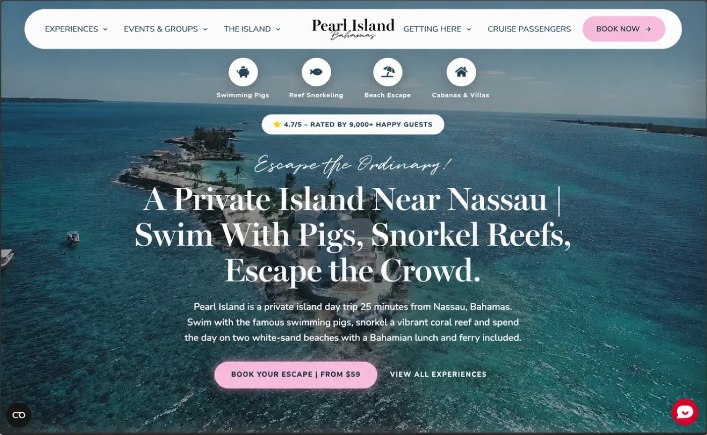 Pearl Island Bahamas — ვებსაიტი, შექმნილი Webico-ს მიერ